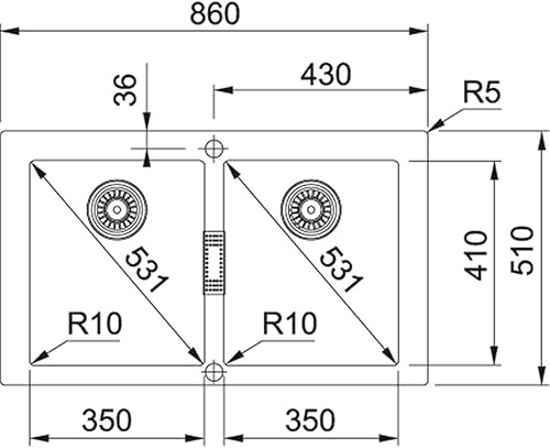 Franke 114.0191.184 Lavello da Incasso Sirius Sid 620 Tectonite, Bianco, 860 x 510 month - Honorern