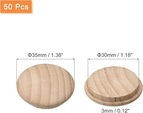 sourcing map Tappi in legno di faggio, 50 pezzi, 35 x 30 mm, tappi per fori per viti, copertura decorativa in legno per scale, sedie, mobili, lavorazione del legno - Honorern