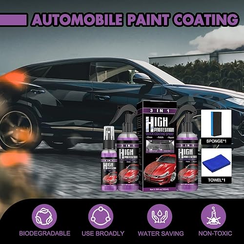 3 in 1 Ceramic Car Coating Spray High Protection Mirror Shine Car Coating Spray Nano Coating PRO Spray for Cars (2 PCS) - Honorern