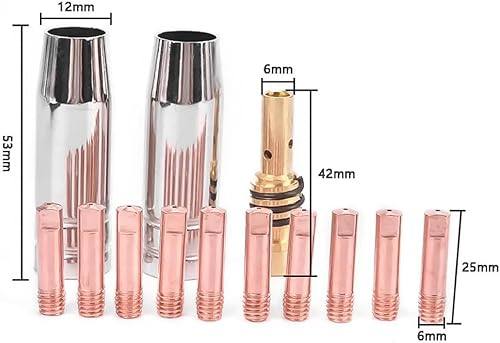 MB15AK Mig Accessori, 25pcs Set di Materiali di Consumo Saldatori Saldatura Torcia Contatto Ugello Gas Strumenti di Saldatura Adatti per Torcia - Honorern