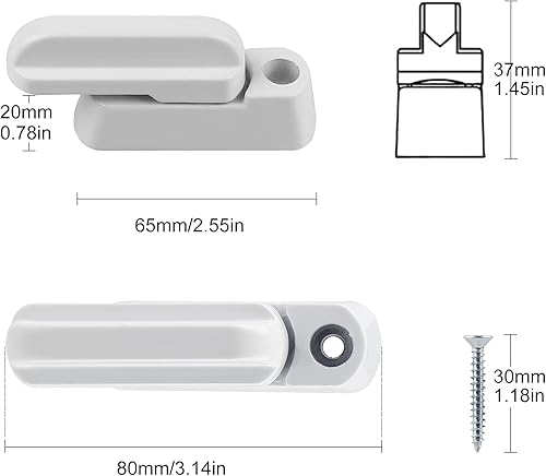 CPROSP 10 Sash Jammer Serrature e Chiavistelli, Fusibili per Finestre in Lega di Alluminio con 12 Viti, per la Sicurezza dei Bambini, Sicurezza di Famiglia, Bianco - Honorern