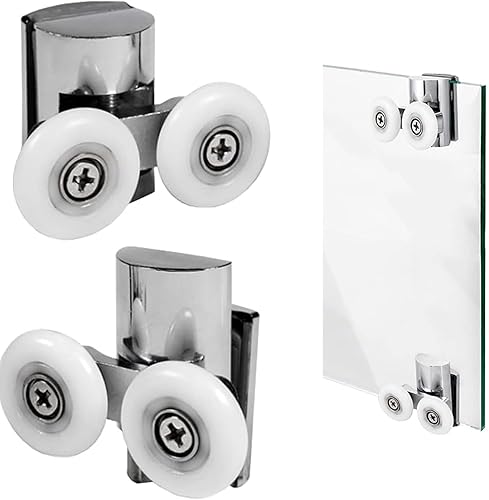 Rotelline Box Doccia 2 Pezzi Rulli Doccia Pulegge di Fissaggio per Porta Doccia Ruote per Guide di Scorrimento per Porta Doccia Rullo per Doccia 23mm Cuscinetti Box Doccia Rulli per Doccia - Honorern