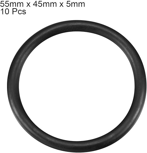 55mmx45mmx5mm Nitrile Gomma O-ring, 10pz Metrico Meccanico Sigillatura Guarnizioni, Nero - Honorern