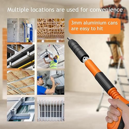 Pistola Sparachiodi Con 100 Pezzi Rotondi,Portatile Nail Gun a 5 Velocità,per Cemento Armato per Acciaio e Cemento Armato (Arancione) - Honorern