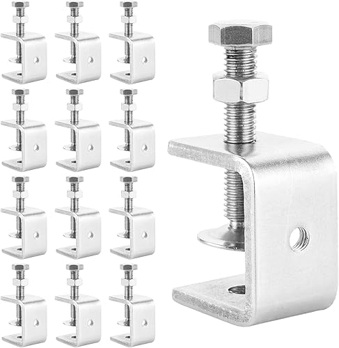JMIATRY 12 morsetti a C, morsetti a C e tenditori, universali in acciaio inox C morsetto per il viso per lavori in legno, saldatura falegnameria, 0-25 mm, aperture regolabili - Honorern