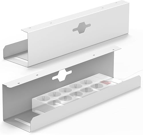 iVengo® XL raccogli cavi scrivania testato TÜV [2x50 cm] per una ideale cable management scrivania - spaziosa nascondi cavi scrivania [set di 2] - robusta e intelligente porta cavi scrivania - bianco - Honorern