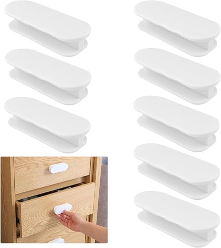 8 pezzi Maniglie per Mobili, Maniglia Della Porta Del Balcone, Maniglione per Porte e Finestre Autoadesive in Plastica, per Cassetti, Armadi, Camera da Letto, Porta Scorrevole etc, (bianco) - Honorern