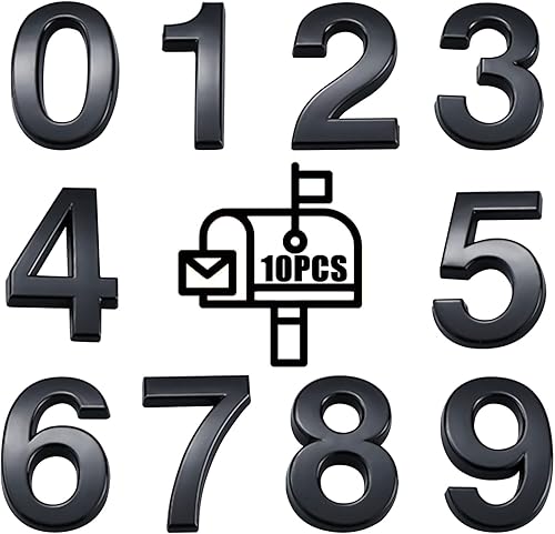 numero casella postale, adesivo impermeabile, numero indirizzo, 10 (da 0 a 9) numeri per porte, appartamenti, armadietti, cassette postali (nero) - Honorern