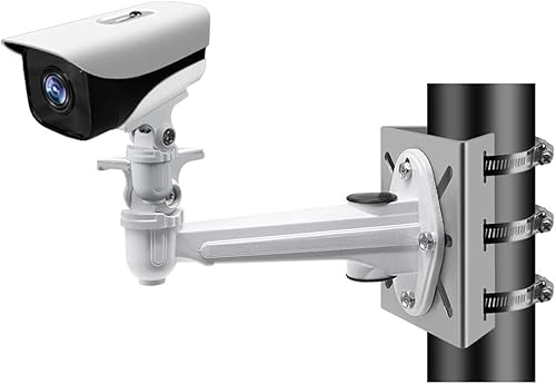 Supporto Angolare per Telecamera, Supporto per Palo Verticale, Staffa Angolare in Metallo Solido, Assicurati Che L'installazione Della Telecamera di Sicurezza Sia Stabile, con Viti+3 Anelli Regolabili - Honorern