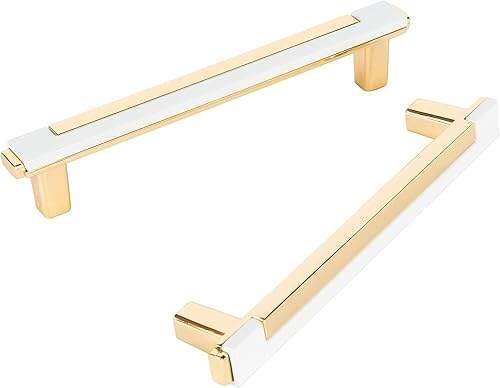 6 Pezzi Maniglie della mobilia nere, maniglie per mobili da cucina nere 96mm, Maniglie dell'armadio, per cucine, cassetti, armadio, mobilia (Oro bianco, Distanza dei Fori:96mm) - Honorern