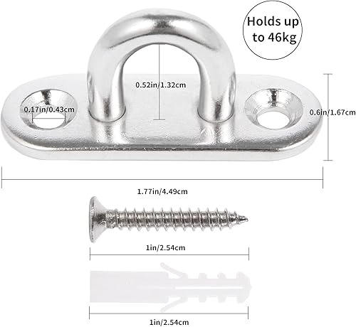 8 Pezzi M5 Gancio per Piastra Oculare Placca Occhiello in 304 Acciaio Inossidabile con Anello Gancio Robusto per Montaggio a Parete a Soffitto Piastra Ancoraggio per Swing Parasole Aerial Yoga - Honorern
