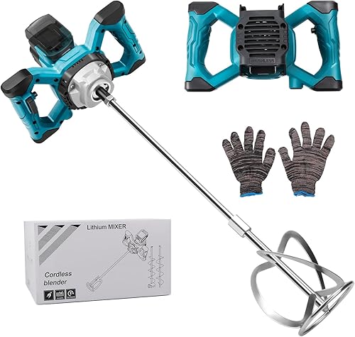 Miscelatore per malta a batteria, compatibile con batteria Makita, miscelatore per malta a colori senza brushless con frusta diametro 10-15 cm (cambio a 6 marce, max 680r/min, senza batteria) - Honorern
