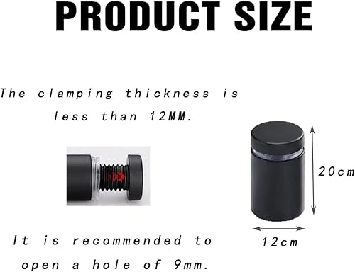 12 viti di pubblicità, distanziatori per vetro, in acciaio inox (nero opaco 12 x 20 mm) - Honorern