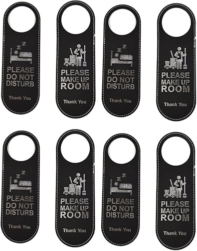 8 cartelli per porta in pelle, si prega di non disturbare la porta, cartello per la pulizia su entrambi i lati, per manopole per porte, casa, hotel, ufficio, spa, studio legale, massaggi - Honorern