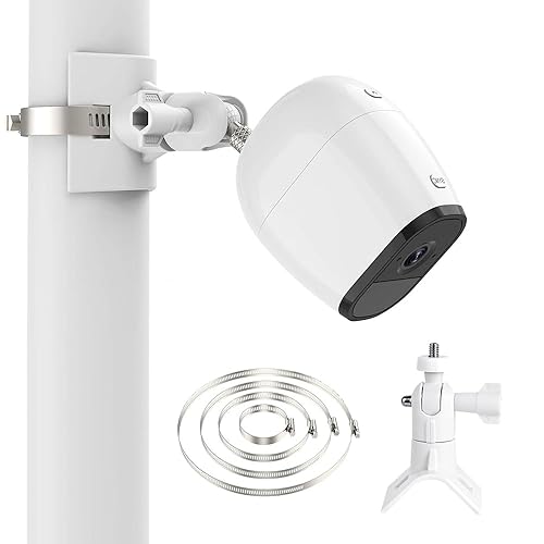 Supporto da parete regolabile a 360° per Ring Stick Up Cam, A-rlo Pro 4, EufyCam 2/2C, Supporto per sistema di sicurezza domestica per tubi di scarico/acciaio, con 4 anelli di serraggio regolabili - Honorern