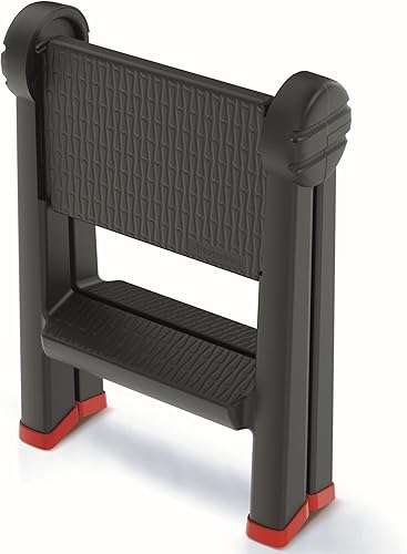 Scala pieghevole a pioli, antiscivolo, fino a 150 kg, con 2 livelli, colore nero, piccola scala pieghevole su entrambi i lati, per officina - Honorern