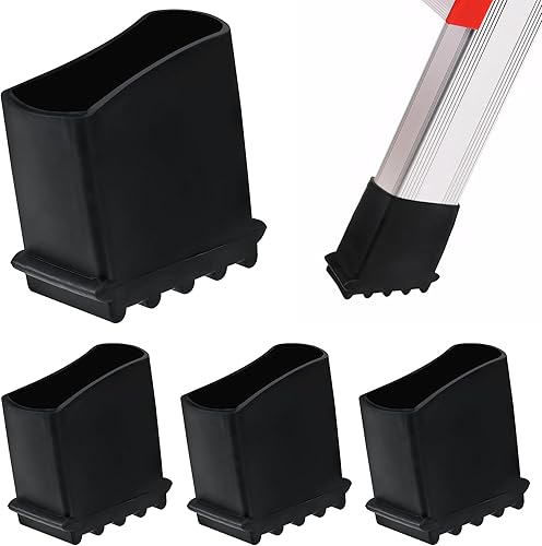 4 piedini per scala, 50 x 22 mm, piedini in gomma per scale, piedini di ricambio per scale universali, per lavoratori domestici, scala pieghevole in alluminio, accessori (nero) - Honorern