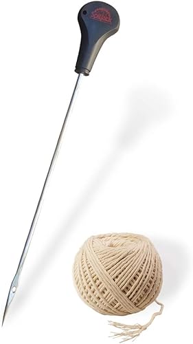 SpitJack Kit di spago per trussing e macellai da 30,5 cm, per cucire maiale, maiale, arrosto di pollo e tacchino. Ago SS da 30,5 cm e corda da cucina in cotone da 40,5 m. - Honorern