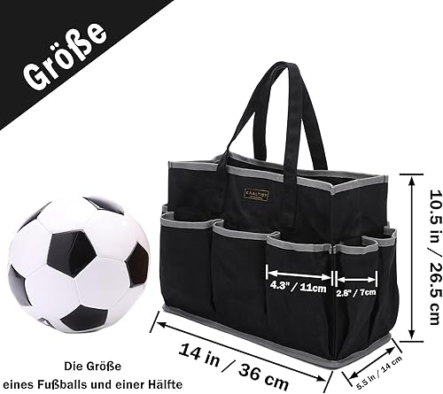 Borsa portautensili | 16OZ Waxed Canvas Tool Bag, 1 borsa grande capacità + 10 slot esterni, multiuso riutilizzabile per lavori di giardinaggio, set carpentry Tools – Kaki - Honorern