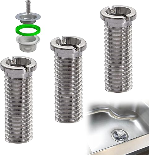 3 pezzi in acciaio inox lavello vite M12 x 35 mm affidabile guarnizione lavello parti di ricambio per lavelli da cucina, valvola di scarico in acciaio inox filtro di scarico viti accessori per scarico - Honorern