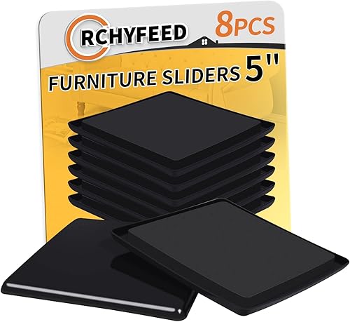 RCHYFEED 5 Pollici Cursori per Mobili Pesanti Moquette, 8 Pezzi 127mm Scivoli per Mobili in Plastica per Tappeti, Furniture Sliders Feltrini per Mobili Protezione del Pavimento, Riduce il Rumore - Honorern