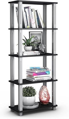 COSTWAY Scaffale a 5 livelli, Libreria Multifunzionale con Tanto Spazio, Scaffale di Stoccaggio Robusto, Ideale per Casa Garage Magazzino, Capacità di Carico 20 kg (Nero) - Honorern