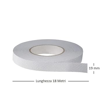 Rotolo Nastro Autoadesivo Antiscivolo 1918TR, colore Trasparente, nastro impermeabile, facile da tagliare, alta aderenza, sicurezza su scale, superfici inclinate e scivolose (19mmx18mt) - Honorern