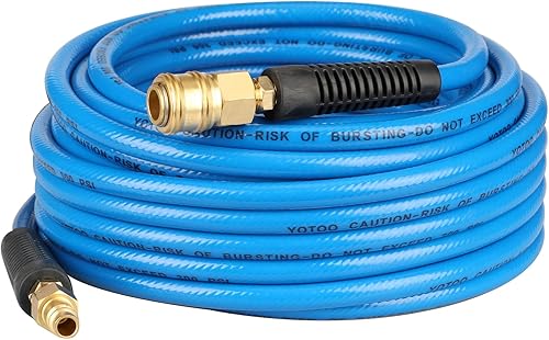 YOTOO Tubo per aria compressa in PVC, lunghezza 15 m, 6 mm, ID X 11 mm, AD 300 PSI con connettori a sgancio rapido Germania da 1/4' e limitatori di curvatura, blu - Honorern