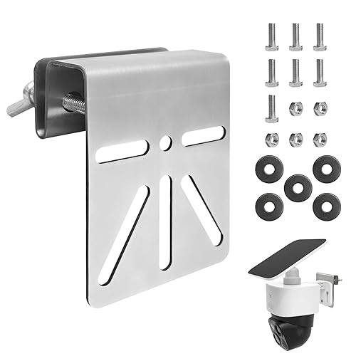 Staffa Telecamera Esterna, Con Viti Antiruggine, Installazione Senza Foratura, Staffe in Acciaio Inox per Grondaie, Robusta e Durevole, per Telecamera di Sicurezza Solare Cam S340 (Argento) - Honorern