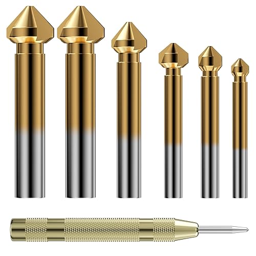 7 Pezzi Svasatore per Metallo, Svasatori Conici, Svasatore Conico in HSS Svasatore, Punta da Trapano Svasatore, Svasatore per Metallo Legno per Acciaio Inox, Rame, Alluminio(6.3mm-20.5mm) - Honorern