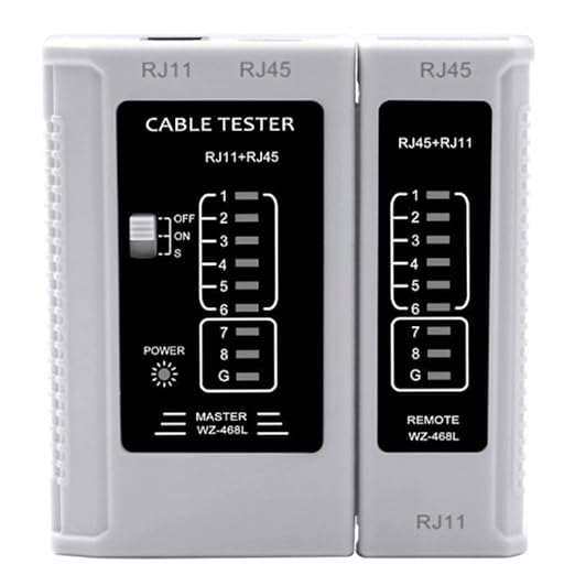 RJ45 - Tester per cavi di rete, Ethernet, per telefono LAN, RJ45, RJ11, RJ12, Cat5, Cat5e, Cat6, Cat6a, Cat7, UTP/Shield - Honorern