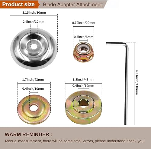 5 Pezzi Accessori Decespugliatore, Ricambi e Accessori Decespugliatore a Scoppio, Lama Dado Fissaggio Kit, Kit Adattatore Tosaerba,per Tosaerba,Macchina per L'Irrigazione - Honorern