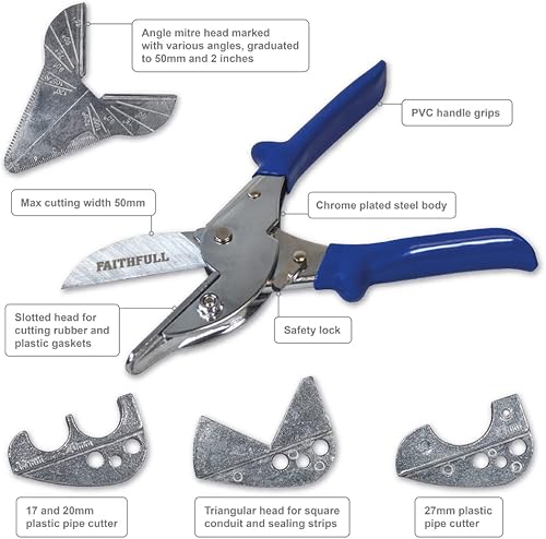 Faithfull FAIGCKITPC Multi-function Gasket and Pipe Mitre Shears Kit - for cutting soft wood, PVC, Gasket, Plastic - Honorern