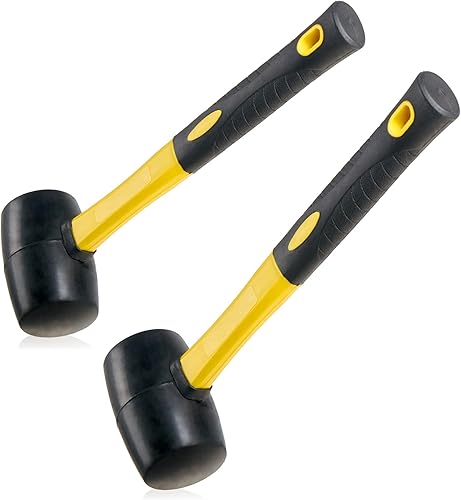 COM-FOUR® 2x martello in gomma con manico in fibra di vetro - martello da campeggio in GRP con impugnatura in gomma antiscivolo (2 pezzi - con maniglia in vetroresina) - Honorern