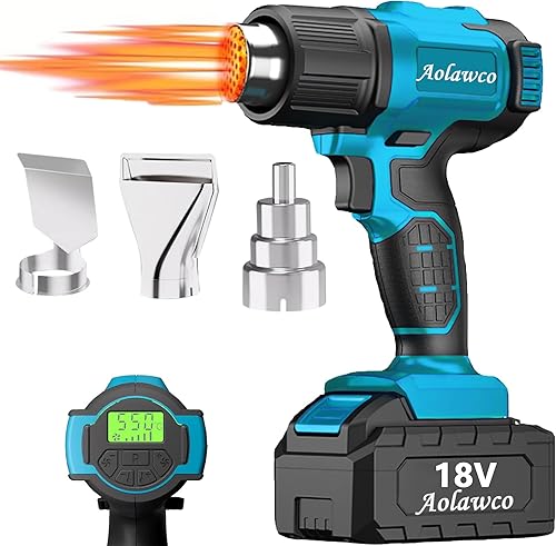 Ventilatore ad aria calda senza fili per batteria Makita Professional 18-21 V, senza batteria, con regolazione del volume d'aria a 2 livelli, temperatura fino a 550 °C e 3 ugelli per - Honorern