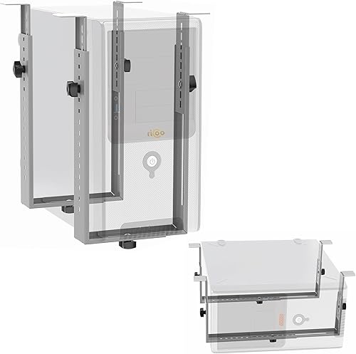 Supporto PC scrivania TRH02-S Montaggio della Case sotto Tavolo Computer sottoscrivania Salvaspazio Fisso Regolabile Colore Argento - Honorern