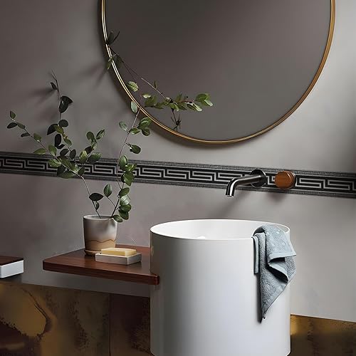 Funlife 3 rotoli di carta da parati autoadesiva in PVC, bordatura, carta da parati in stile greco, per bagno, specchio, cucina, piastrelle, decorazione impermeabile, 10 x 200 cm, blu - Honorern