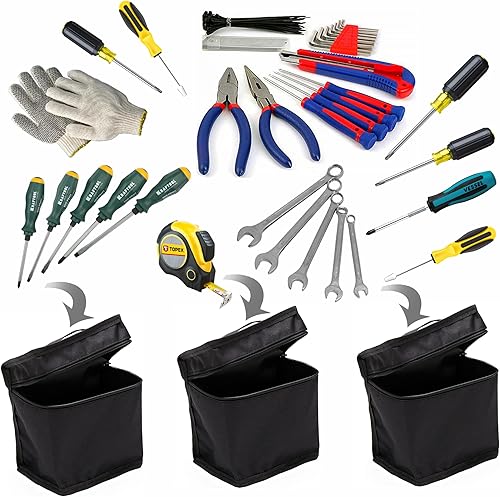 Borsa porta attrezzi nera quadrata con tasca a mano con cerniera upward impermeabile addensato panno Oxford adatto per piccoli utensili manuali, cacciaviti chiavi inglesi,piccoli strumenti - Honorern