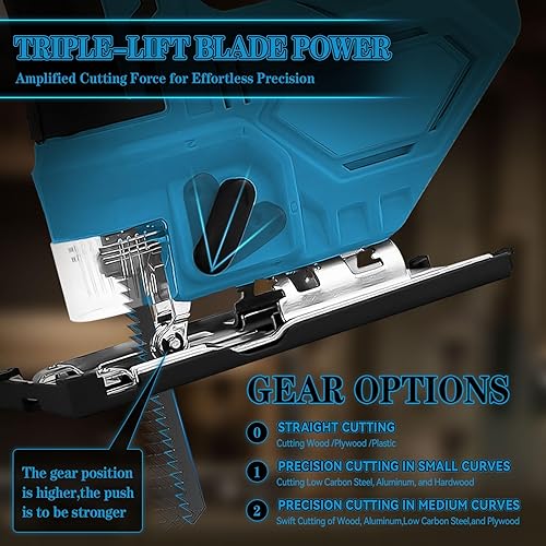 Seghetto alternativo elettrico senza fili per DEWALT, 400 W, 2900 giri/min, taglio smussato a 45°, 3 impostazioni orbitali con 6 lame di ricambio, per metallo, PVC, compensato PVC (per DeWalt) - Honorern