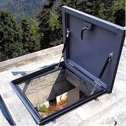 Botola Di Accesso Al Tetto,Copertura Di Uscita Tetto Con Ammortizzatore a Gas E Maniglia,Copertura per Porta Di Cantina per Esterni Botola Da Tetto in Acciaio Zincato,75×75cm - Honorern