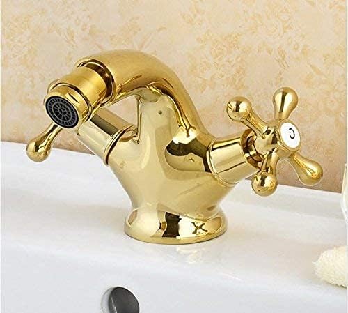 Rubinetto per bidet in oro Rubinetto per albero Rubinetto per bidet con doppio manico dorato Rubinetto per bidet in ottone antico Rubinetto per bagno Vita interessante - Honorern