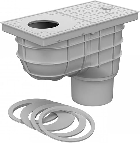 Scarico per grondaia, scatola di scarico, cassetta per la pioggia, DN-110, grigio (325 As) - Honorern