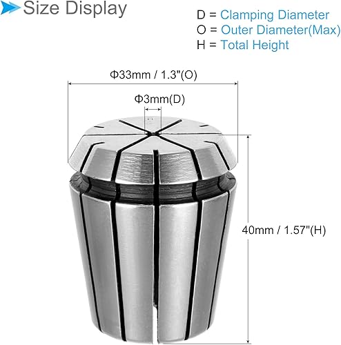 Mandrino a Pinze a Molla, Pinze a Molla Er-32 con Diametro di Serraggio di 3mm, Acciaio 40Cr, Mandrino Smontabile Comodo - (Applicazioni: per Macchine da Incisione Cnc) - Honorern