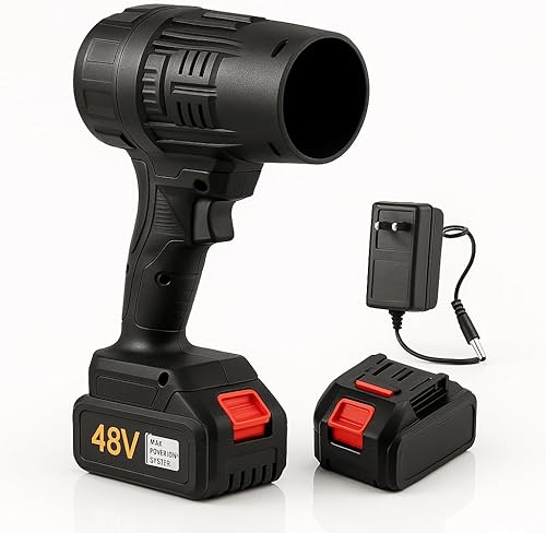 Soffiatore a Batteria, Mini Soffiatore per Foglie con Turbocompressore, Velocità dell'Aria fino a 126 km/h, Dotato di 2 Batterie da 48V, Adatto per la Cura e la Manutenzione del Giardino - Honorern