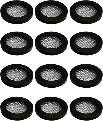 12pcs Guarnizioni Doccia per Rondelle in Gomma per Tubo Doccia, Filtrante in Acciaio Inossidabile Guarnizione, Adatto per conexión roscada de manguera de entrada de 3/4', Nero - Honorern