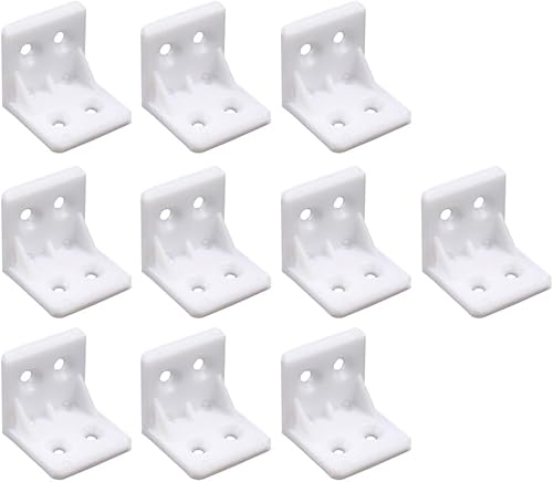 Staffe angolari a L, staffe angolari in plastica per mobili, staffe di supporto per mensole, staffe a 90 gradi per il fissaggio e la riparazione di mobili (10 pezzi, 28 x 28 mm) - Honorern