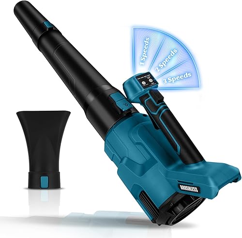Soffiatore a Batteria Compatibile con Makita 18V, Professional Brushless, Soffiatore Foglie Elettrico, per la Cura del Prato, Auto Velocità Dell'aria 188km/h, Volume d'aria 720m³/h (Senza Batteria) - Honorern