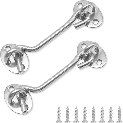 haierdidi Ganci tempesta 2 pezzi con ganci passamontagna in acciaio inox per porta, garage, recinzione, finestre o capannoni con 8 viti di montaggio - Honorern