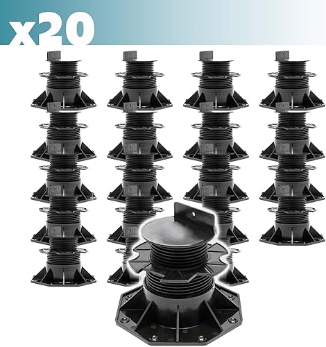 Set 20 supporti per pavimenti galleggianti, altezza regolabile 60-128mm Max 2700 kg, Pavimenti Decking - Honorern