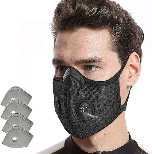 AOPERK Maschera antipolvere con 4 filtri extra a carbone attivo, maschera traspirante lavabile e riutilizzabile per allergie ai pollini, lavorazione del legno, corsa, ciclismo, attività all'aperto - Honorern